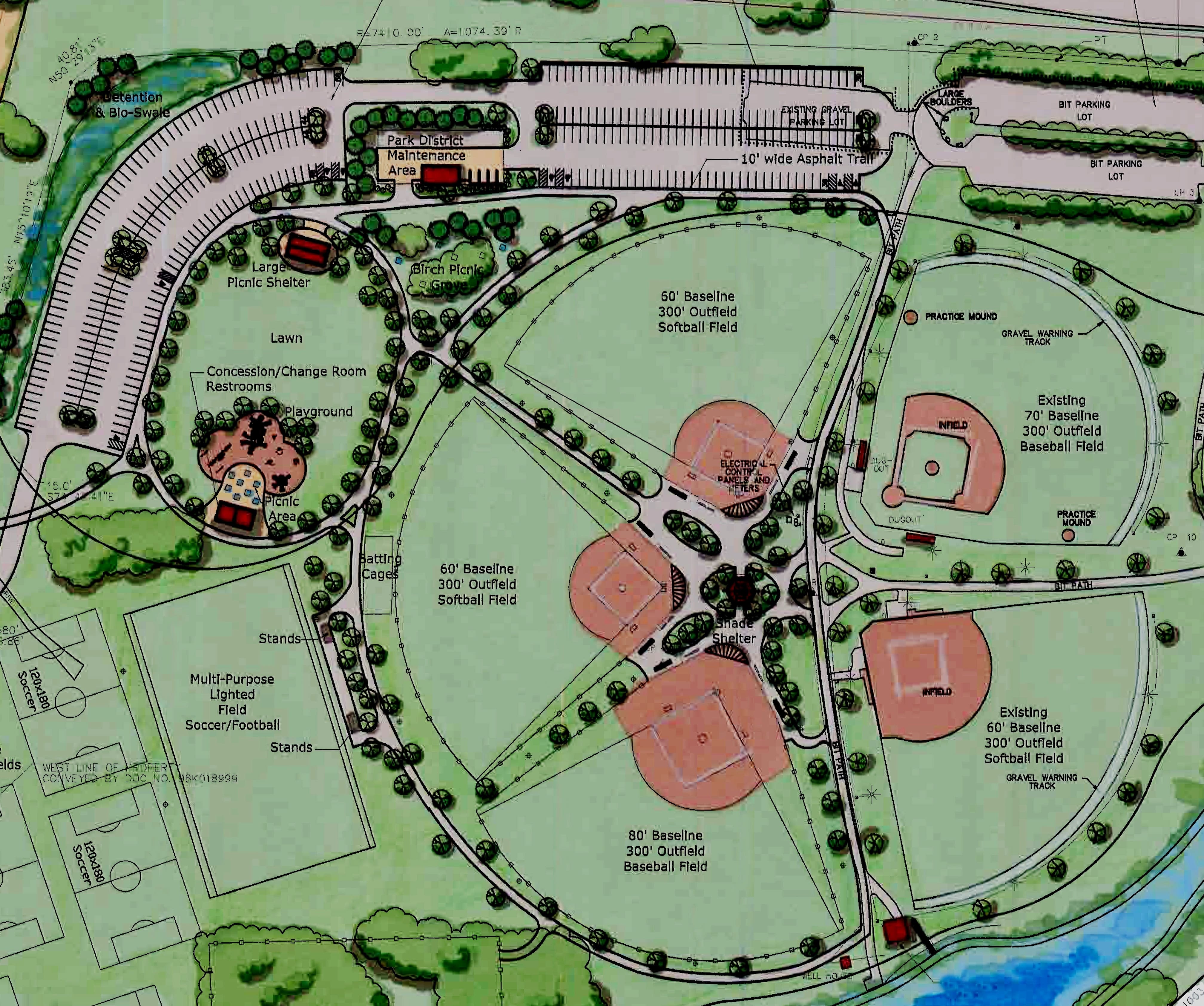 Sports Complex Plan Zoom In - West Main Park Master Plan - Upland Design